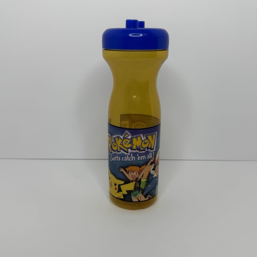 VTG 1999 Pokemon Plastic Water Bottle No Straw Ash Misty Brock Pikachu Nintendo